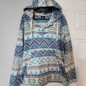 O'Neill Blue(s) and Cream Chevron Super Soft And Comfy Hoodie - Size L
